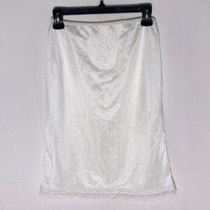 Vintage Impromptu White Satin Midi Skirt Slip S